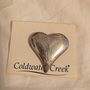 Coldwater Creek Silver/925 Floral Heart Pin...Never Worn